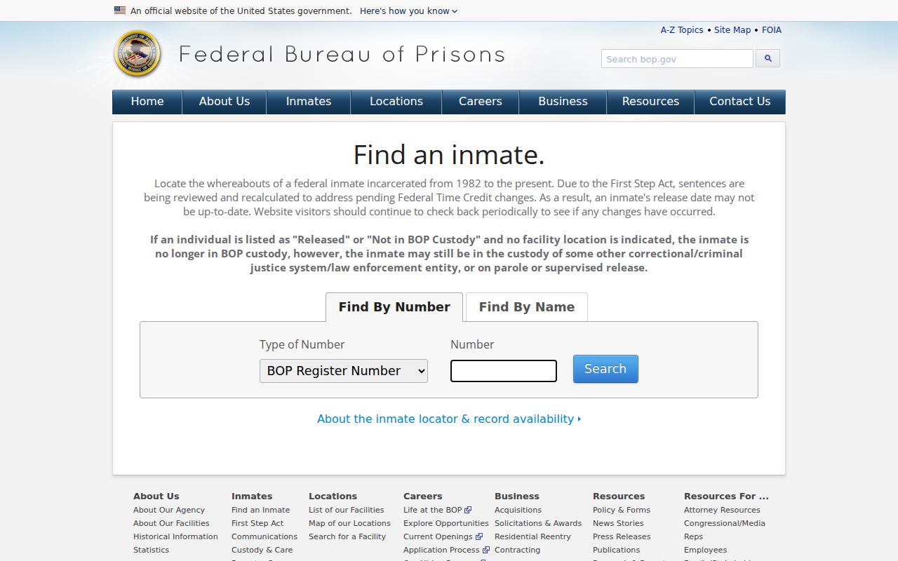 Jessamine County federal criminal custody search through BOP