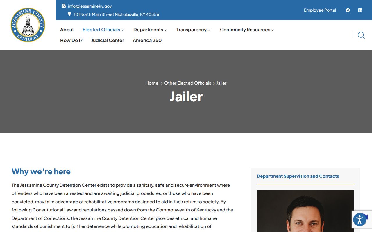 Jessamine County jail criminal custody and rehabilitation programs