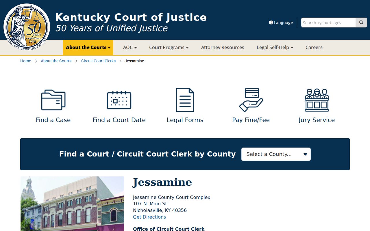 Jessamine County criminal court records office page